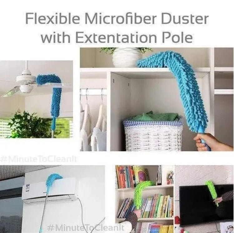 Flexible Micro Fiber Duster With Telescopic Stainless Steel Handle